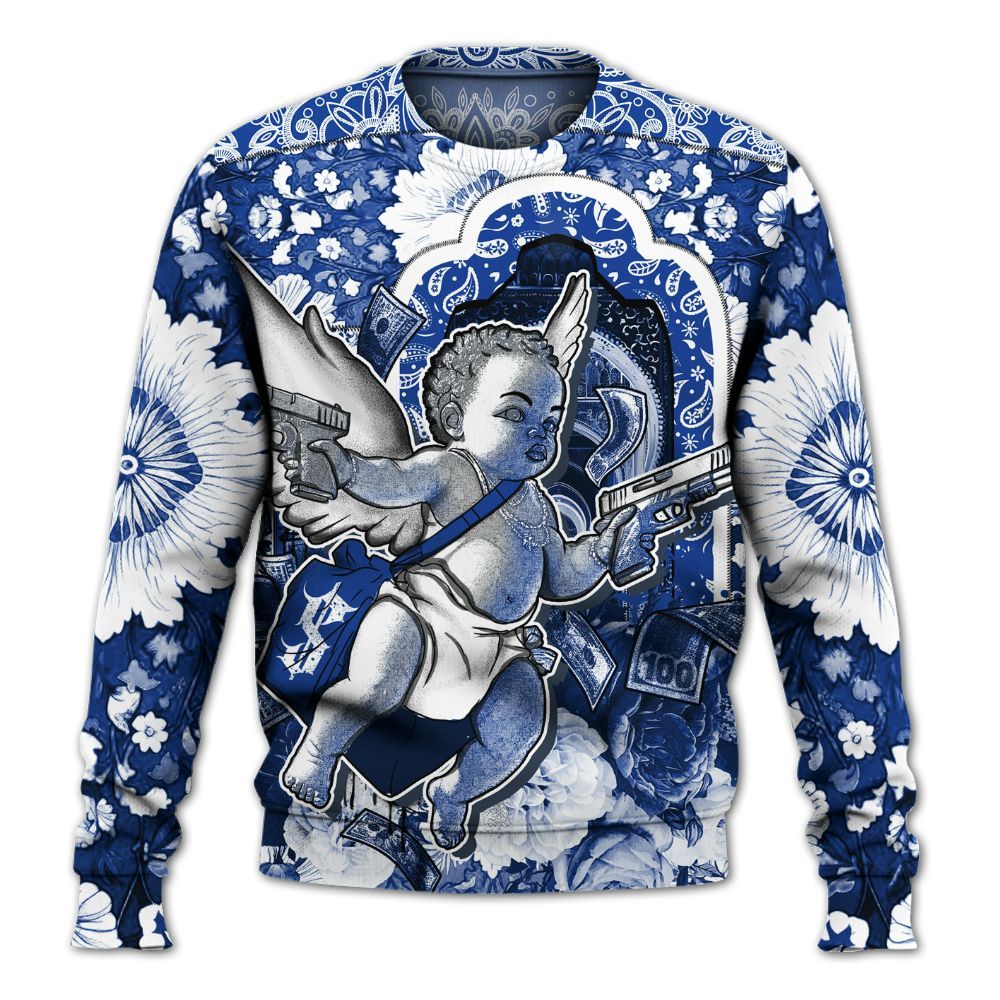 Sweatshirt To Match Air Foamposite One Royal - Angel Money Bag All Over Print