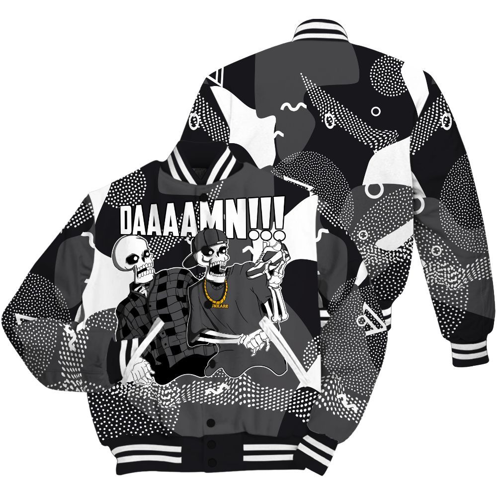 Varsity Jacket To Match White Thunder 4s - Graphic Meme Damnn All Over Print