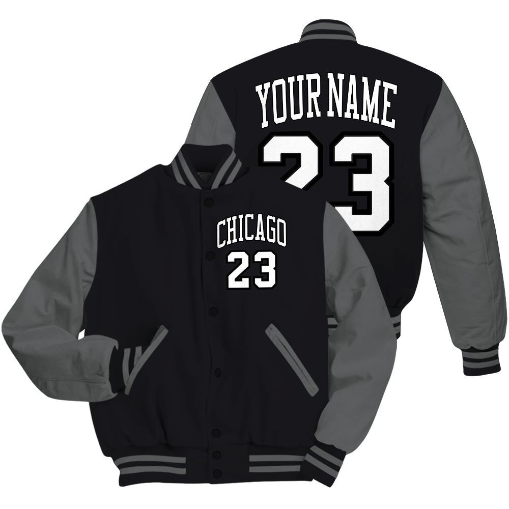 Varsity Jacket To Match White Thunder 4s - Custom Name Chicago 23 All Over Print