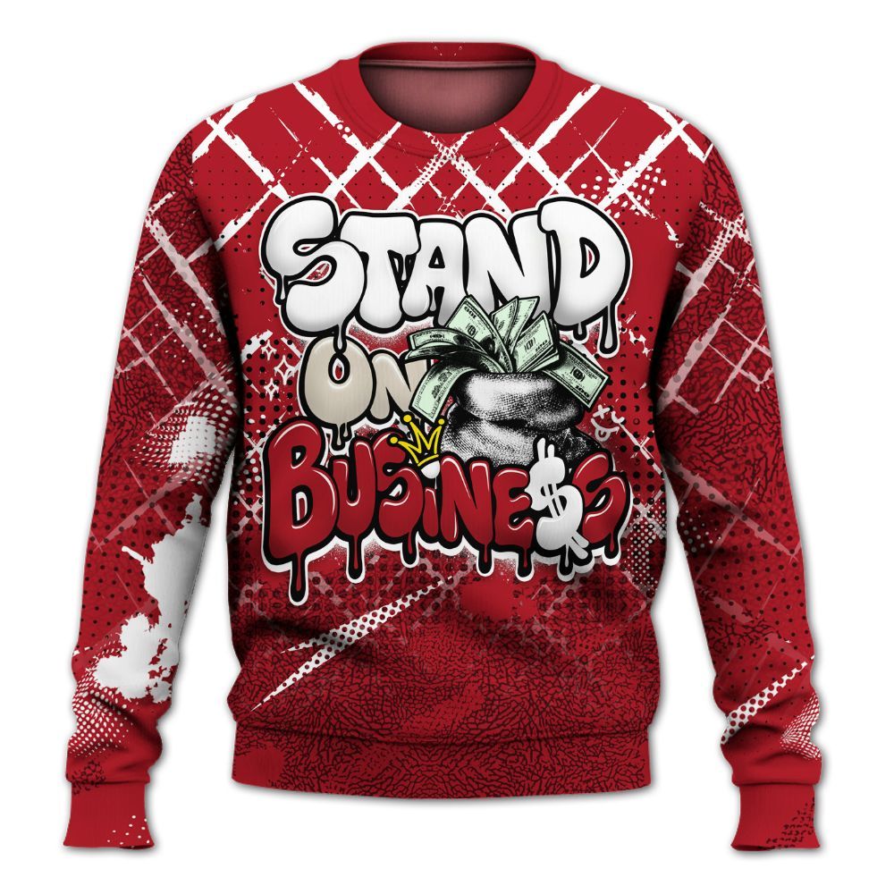 Sweatshirt To Match Mid Red Cracked Leather 1s - Halftone Stand Business Drip All Over Print