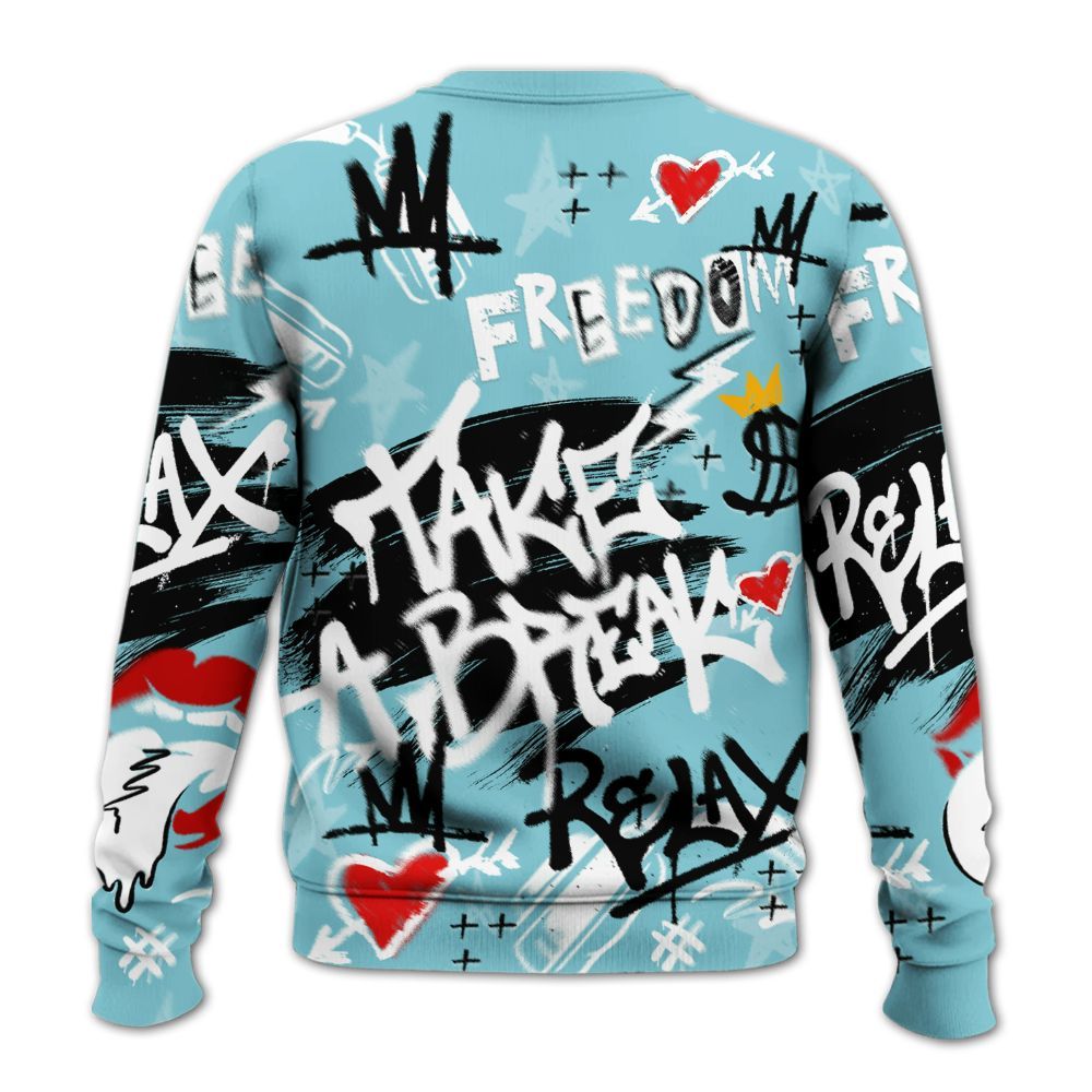 Sweatshirt To Match Low Legend Blue 11s - Take Break Freedom Graffiti Streetwear All Over Print