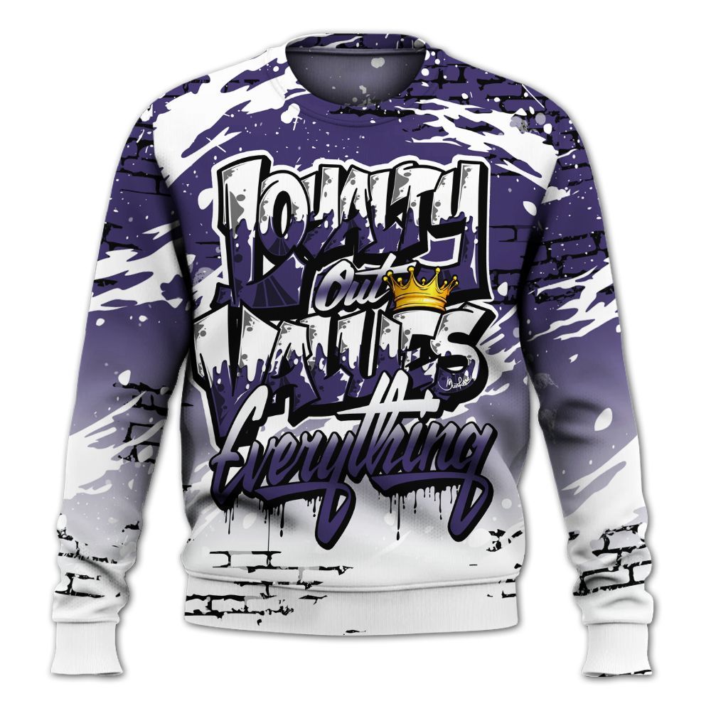 Sweatshirt To Match Retro Court Purple 13s - Values Of Loyalty Drip All Over Print