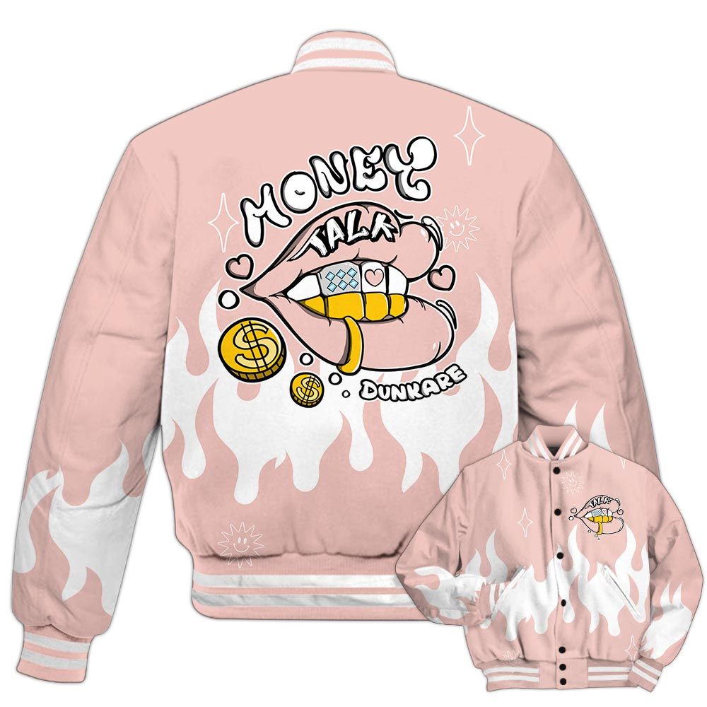 Varsity Jacket To Match Low Legend Pink 11s - Money Talk Retro Varsity Jacket Outfit