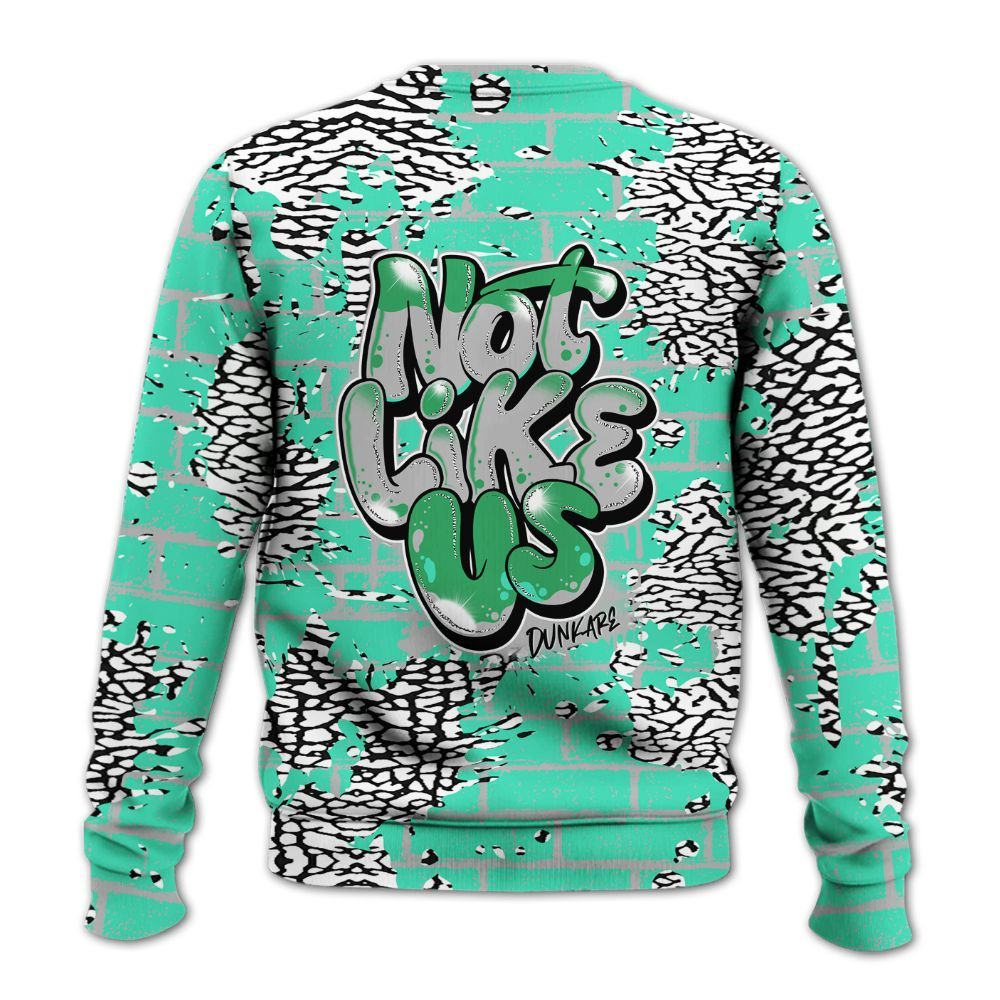 Sweatshirt To Match Black Green Glow 3s - None Like Us Graphic Brick Art All Over Print