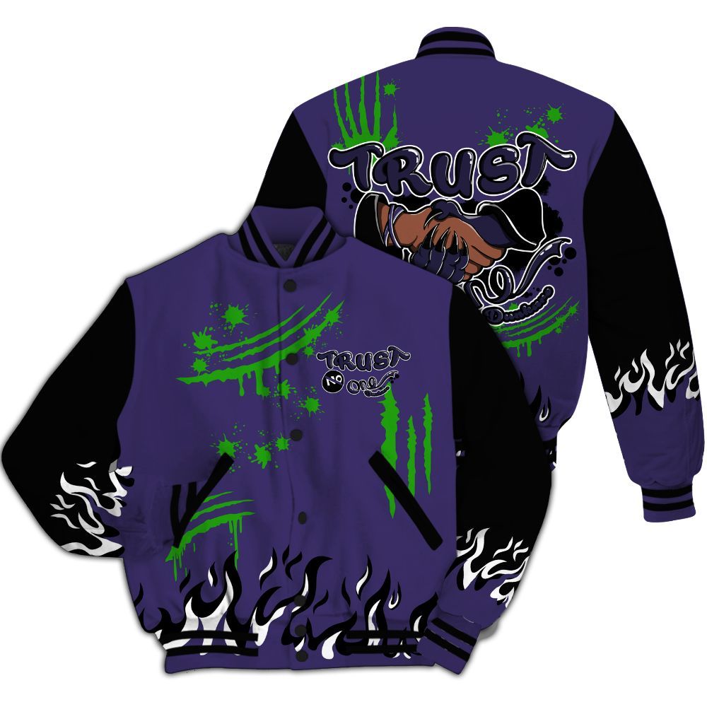 Varsity Jacket To Match Retro Court Purple 13s - Graphic Trust No One All Over Print
