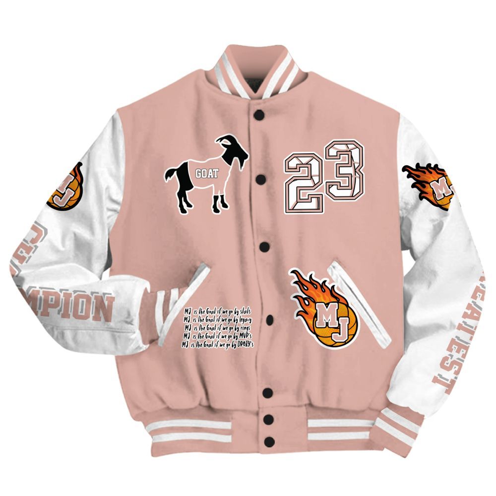 Varsity Jacket To Match Dunk Low Pink Velvet - 23 G.0.A.T Jump Up Basketball All Over Print