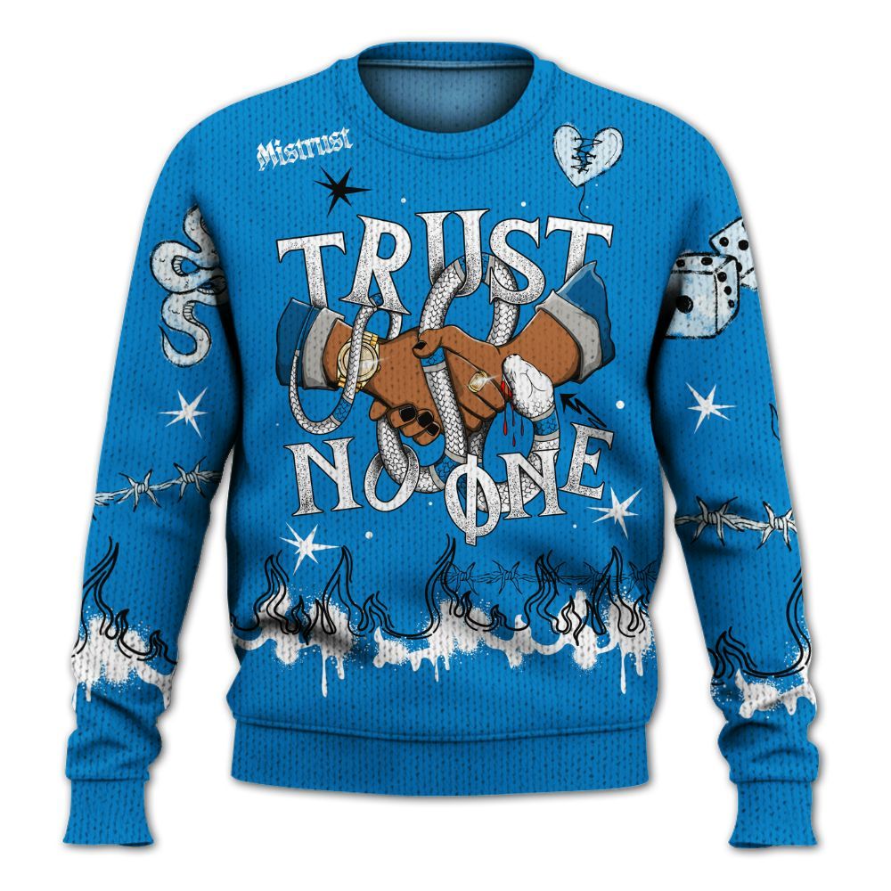 Knitted Sweater To Match Industrial Blue 4s - Trust No One Snake-Bite Doodle Crayon