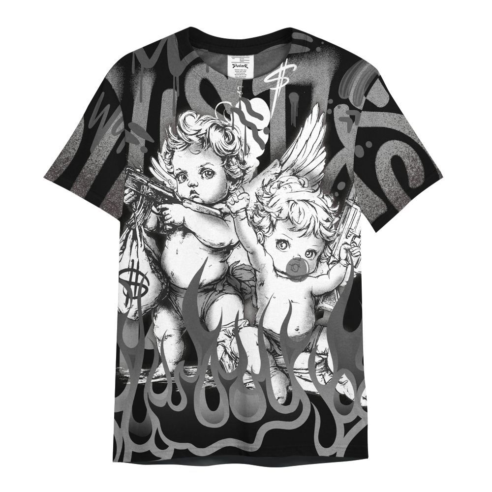 Shirt To Match Black Wolf Grey 12s - Angel Hustle Hard All Over Print
