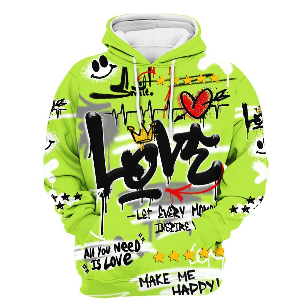 Hoodie To Match Air Force 1 Low Dance Volt - Happy Love Beats Graffiti Streetwear All Over Print