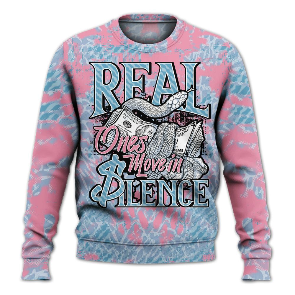 Sweatshirt To Match Denim Pink Glow 3s - Snake Move In Silence All Over Print
