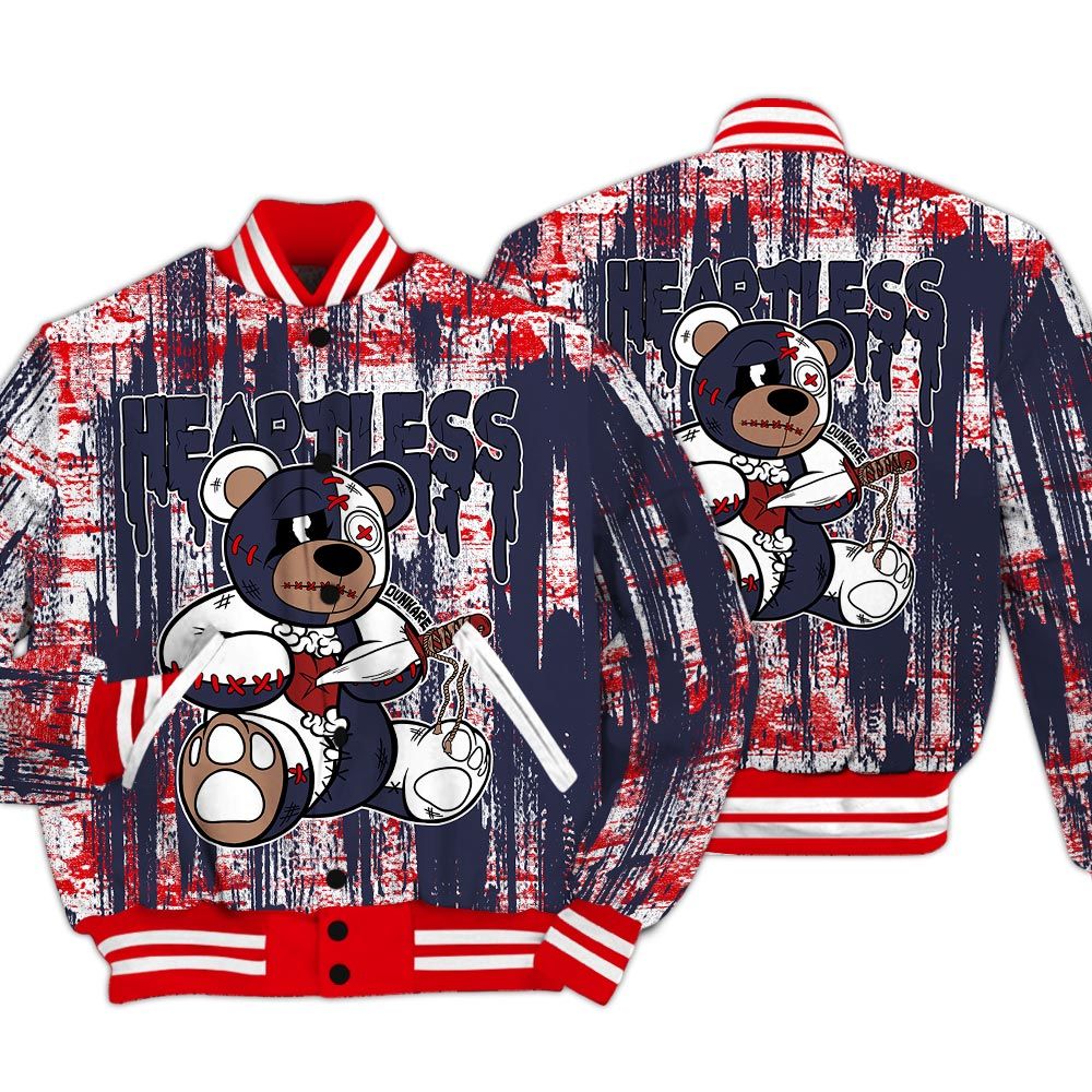 Varsity Jacket To Match Low OG Howard Bison 1s - Heartless Bear Glitch Art Varsity Jacket Unisex
