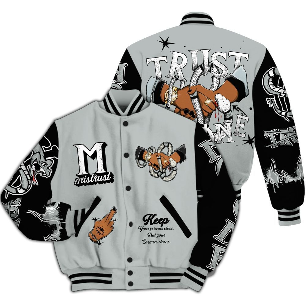Varsity Jacket To Match Black Wolf Grey 12s - Trust No One Snake-Bite Street Style All Over Print