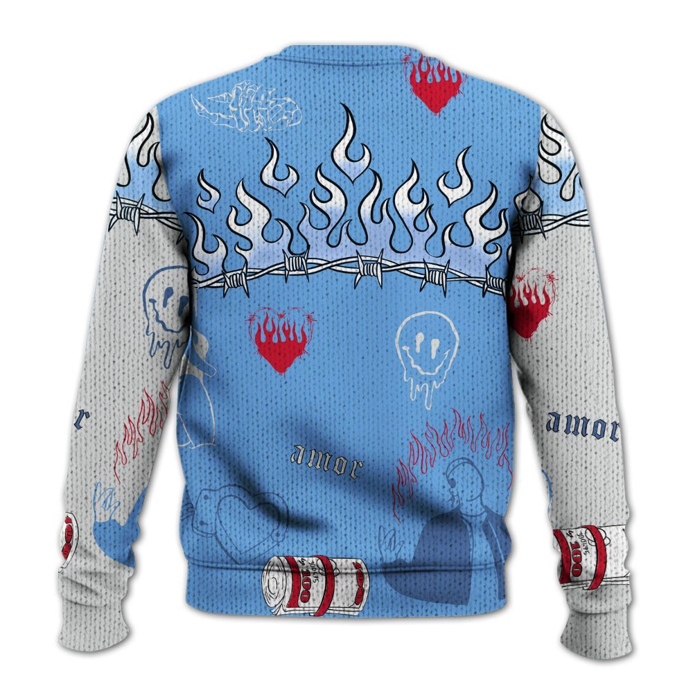 Knitted Sweater To Match University Blue 6s - Snake Trust No One