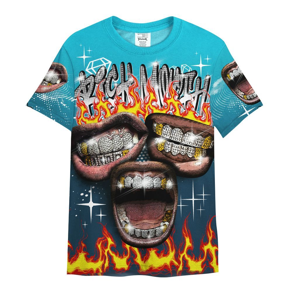 Shirt To Match Air Navy Baltic Blue - Rich Mouth Fire Rap Retro 90s All Over Print