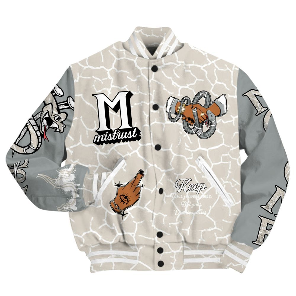 Varsity Jacket To Match Retro Pure Money 3s - Trust No One Snake-Bite Street Style All Over Print