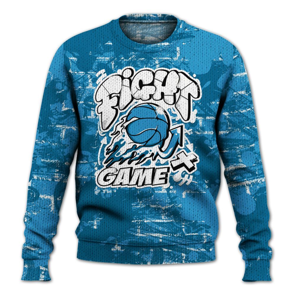 Knitted Sweater To Match Powder Blue 9s - Fighter Games Graphic Street Art