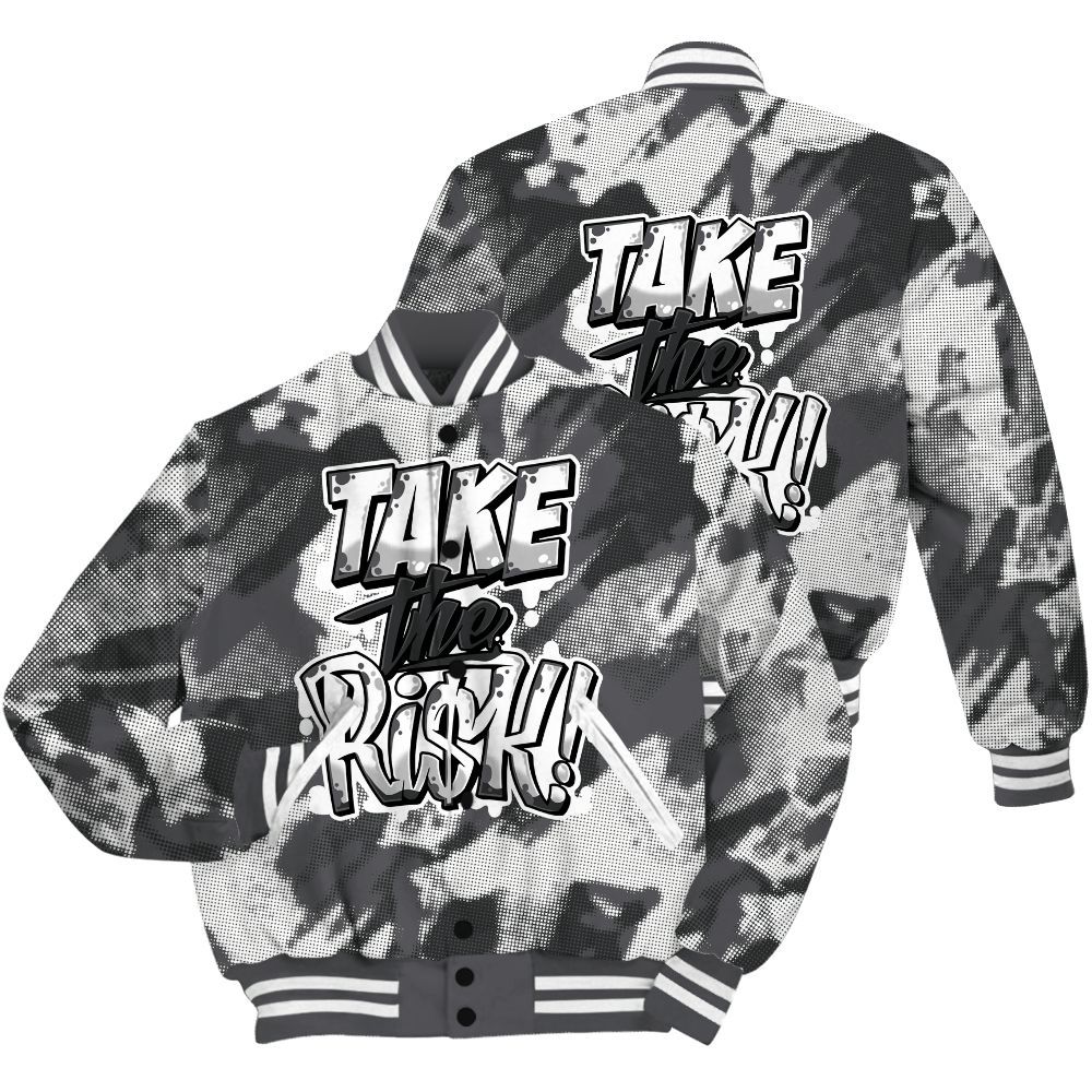 Varsity Jacket To Match White Thunder 4s Shirt - Take Risks Abstract All Over Print
