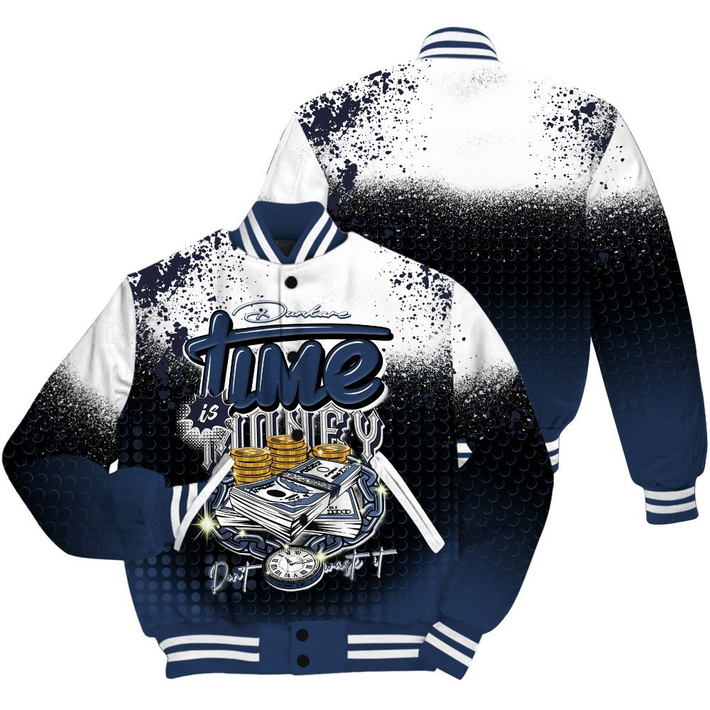 Varsity Jacket To Match Low 85 Metallic Blue 1s Shirt, Halftone Time Is Money All Over Print