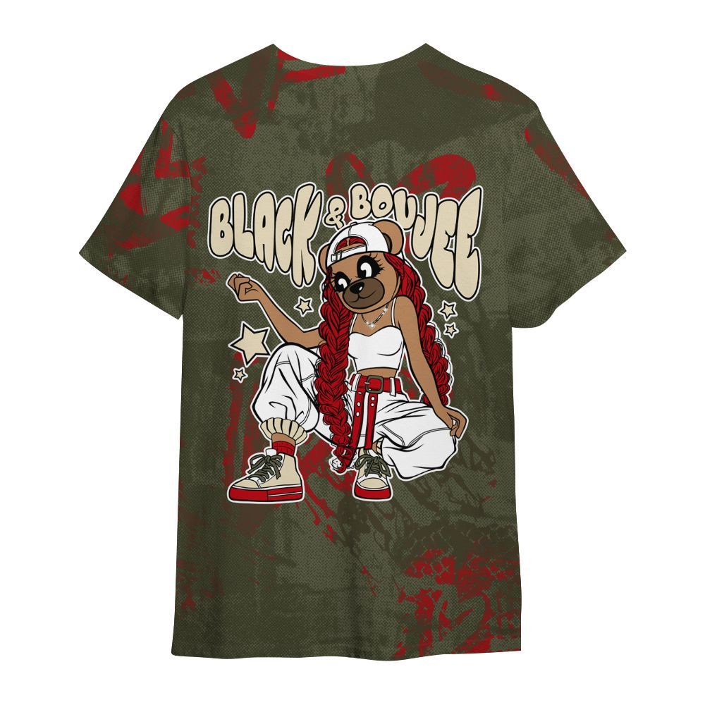 Shirt To Match Travis Scott Low OG Medium Olive 1s - Boujee Girls Bear Heart Grunge All Over Print