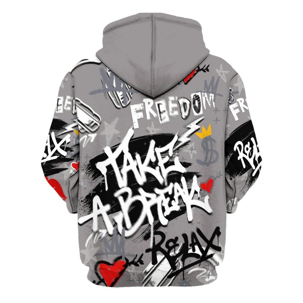Hoodie To Match Cool Grey 11s - Take Break Freedom Graffiti Streetwear All Over Print