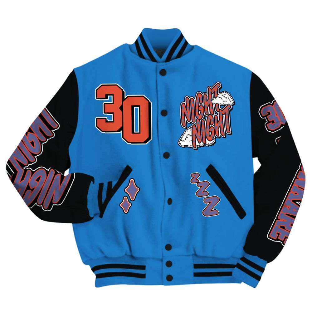 Varsity Jacket To Match Hi-Res Blue 700s - Seeya Skeleton All Over Print