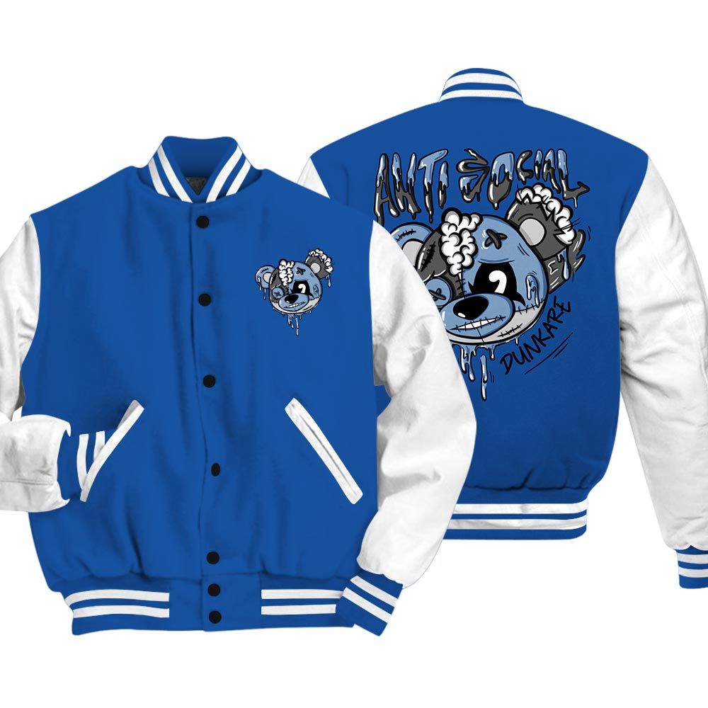 Varsity Jacket To Match Low Space Royal 11s Vasity Jacket - Hate Social Bear Vasity Jacket Unisex