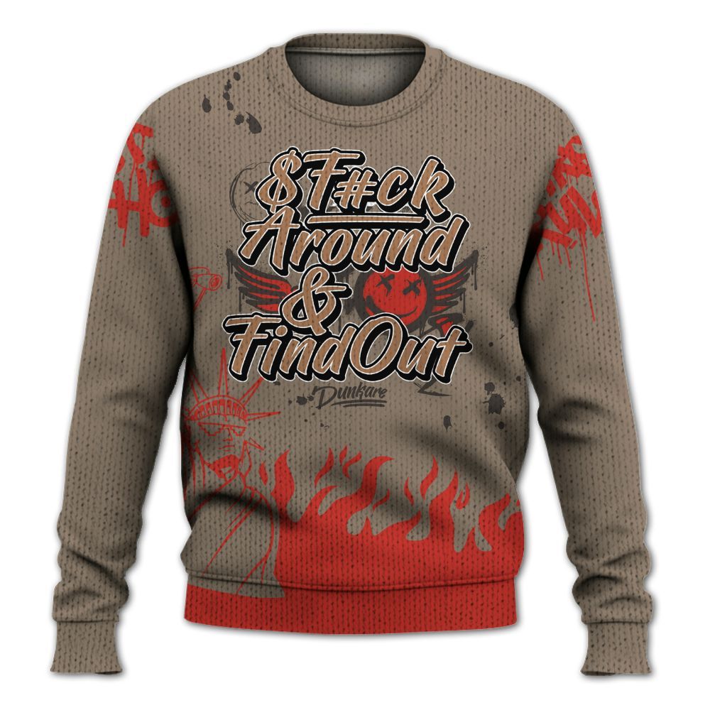 Knitted Sweater To Match Air Max Rocky Distressed - Graphic Fck Around Find Out