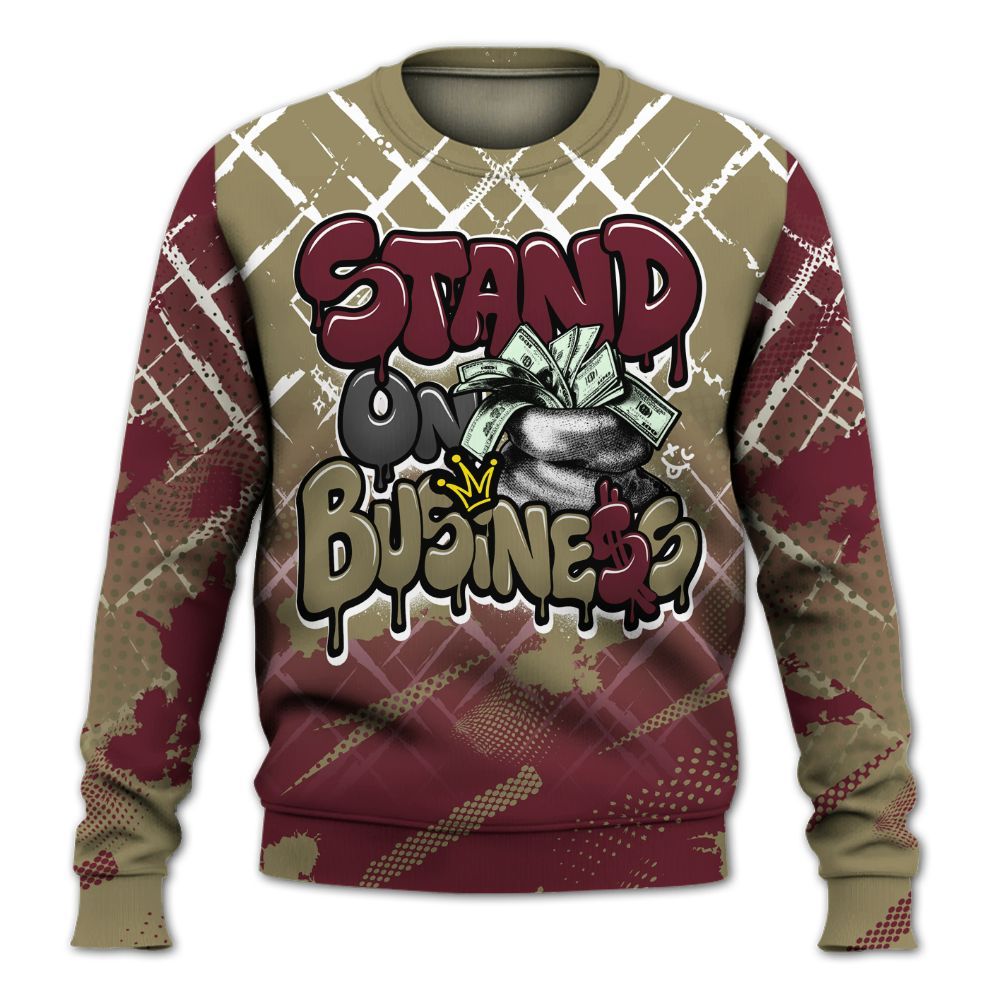 Sweatshirt To Match Black Olive 7s - Halftone Stand Business Dripping All Over Print