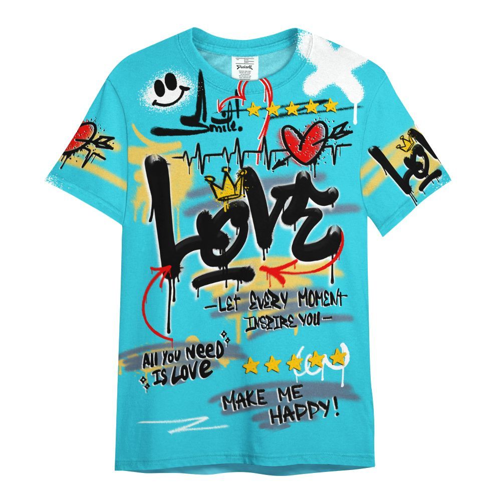 Shirt To Match Retro Gamma Blue 11s - Happy Love Beats Graffiti Streetwear All Over Print