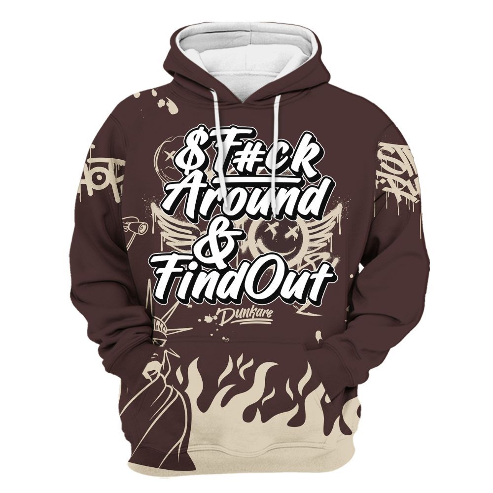 Hoodie To Match Burgundy Crush 3s - Graphic Fck Around Find Out All Over Print
