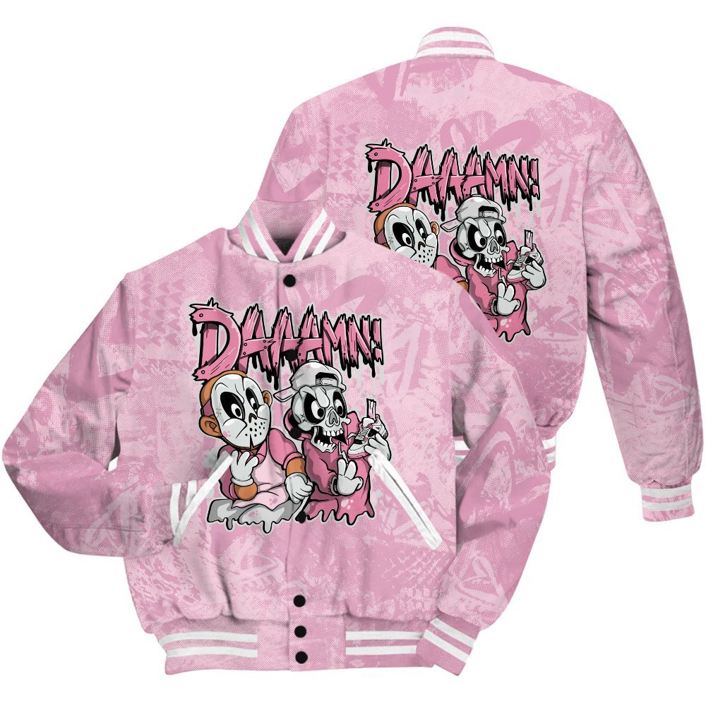 Varsity Jacket To Match Orchid 4s Shirt - Damn Shoe Graphic Heart Grunge All Over Print