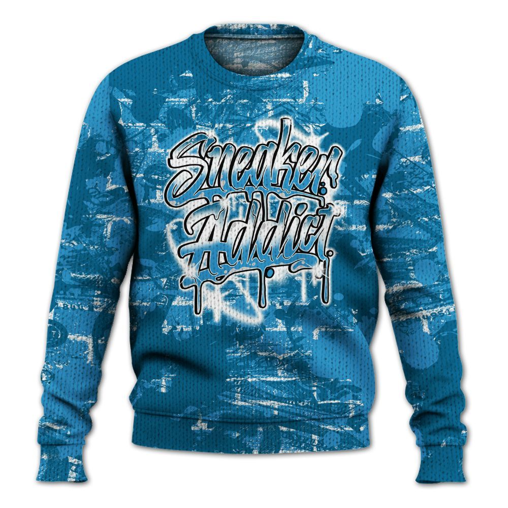 Knitted Sweater To Match Powder Blue 9s - Addiction Sneakers Graphic Street Art