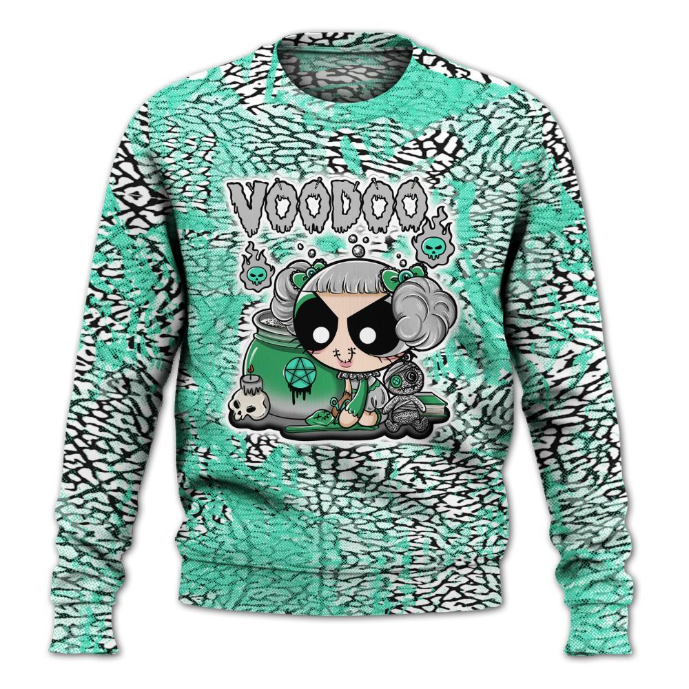 Sweatshirt To Match Black Green Glow 3s - Voodooz Heart Grunge All Over Print