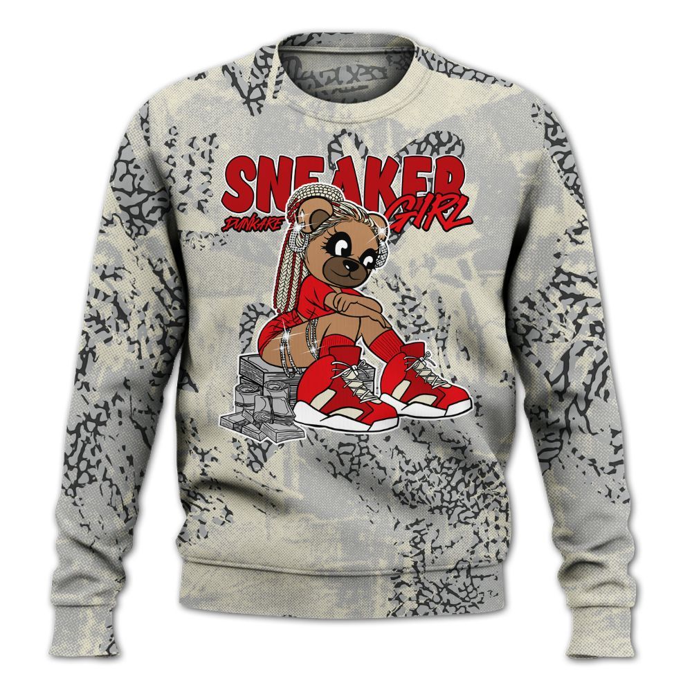 Sweatshirt To Match Cement Grey 3s - Sneaker Girl Bear Heart Grunge All Over Print