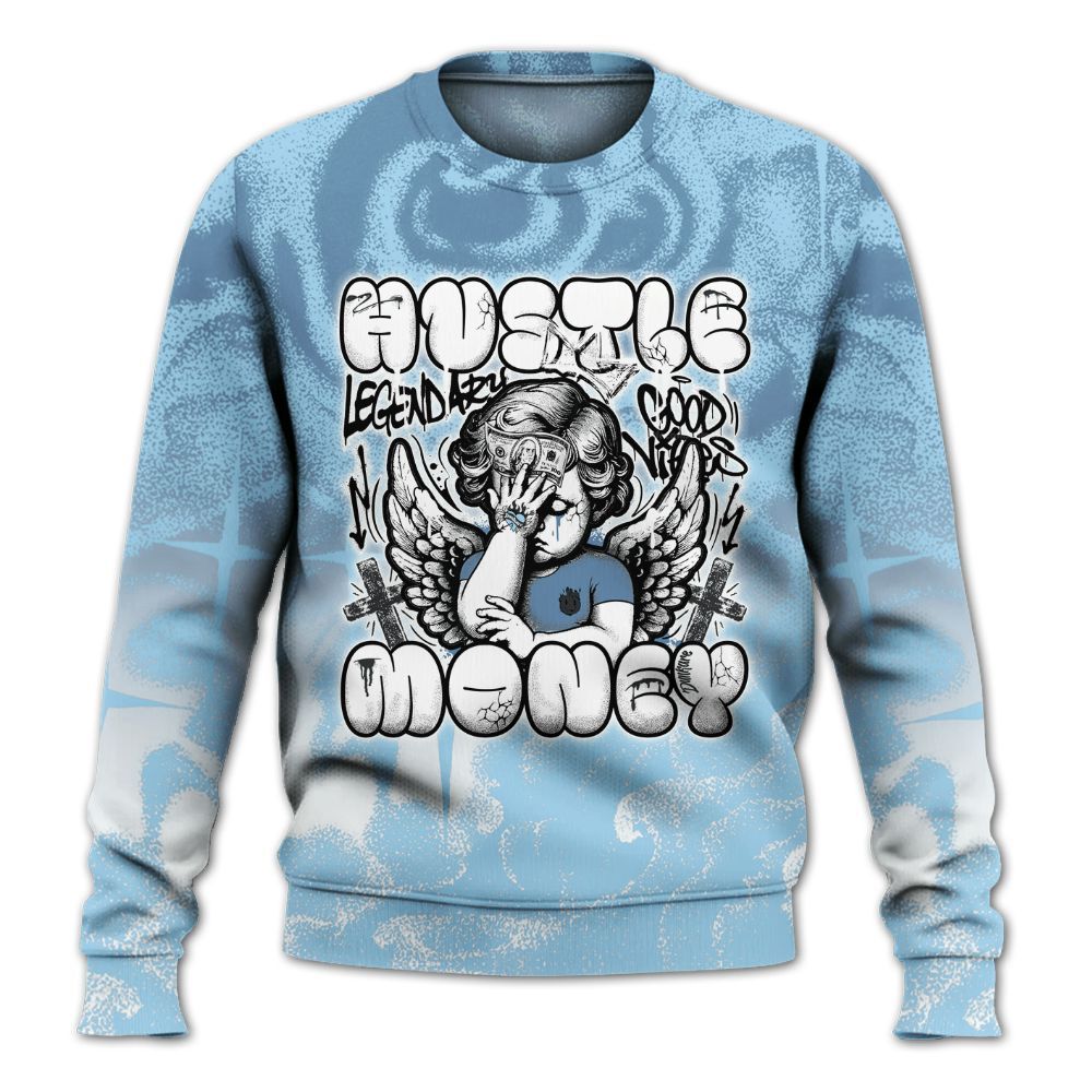 Sweatshirt To Match Legend Blue 11s - Angel Hustle Money All Over Print