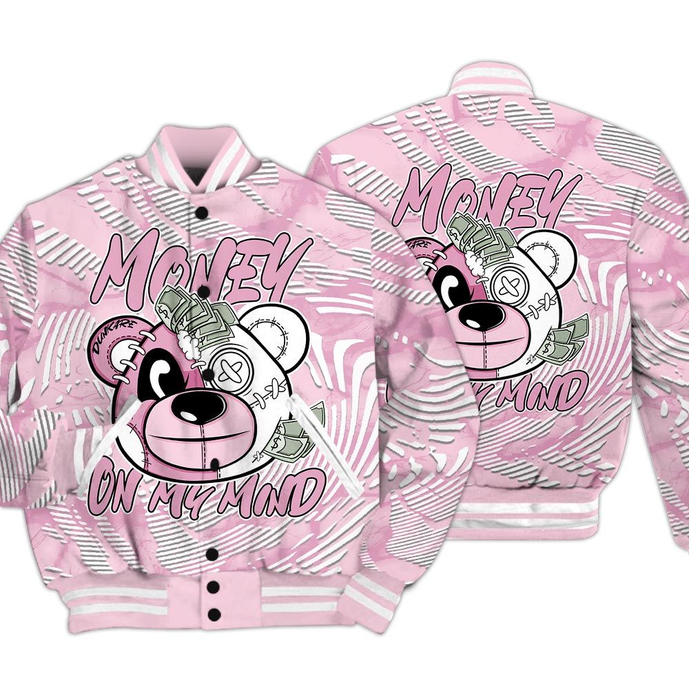 Varsity Jacket To Match Orchid 4s - Money On My Mind Bear Fume Varsity Jacket Unisex