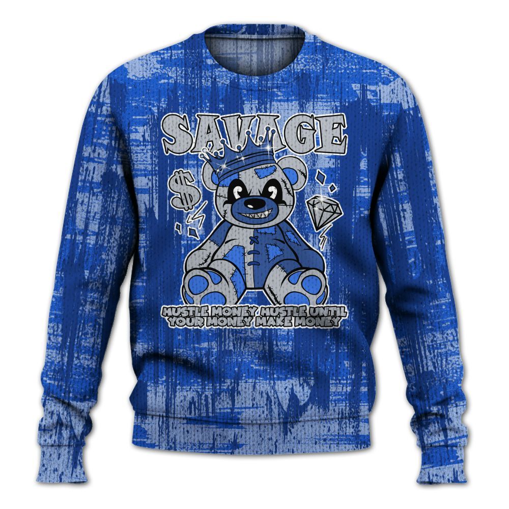 Knitted Sweater To Match Air Foamposite One Royal - Savages Bear Glitch Art