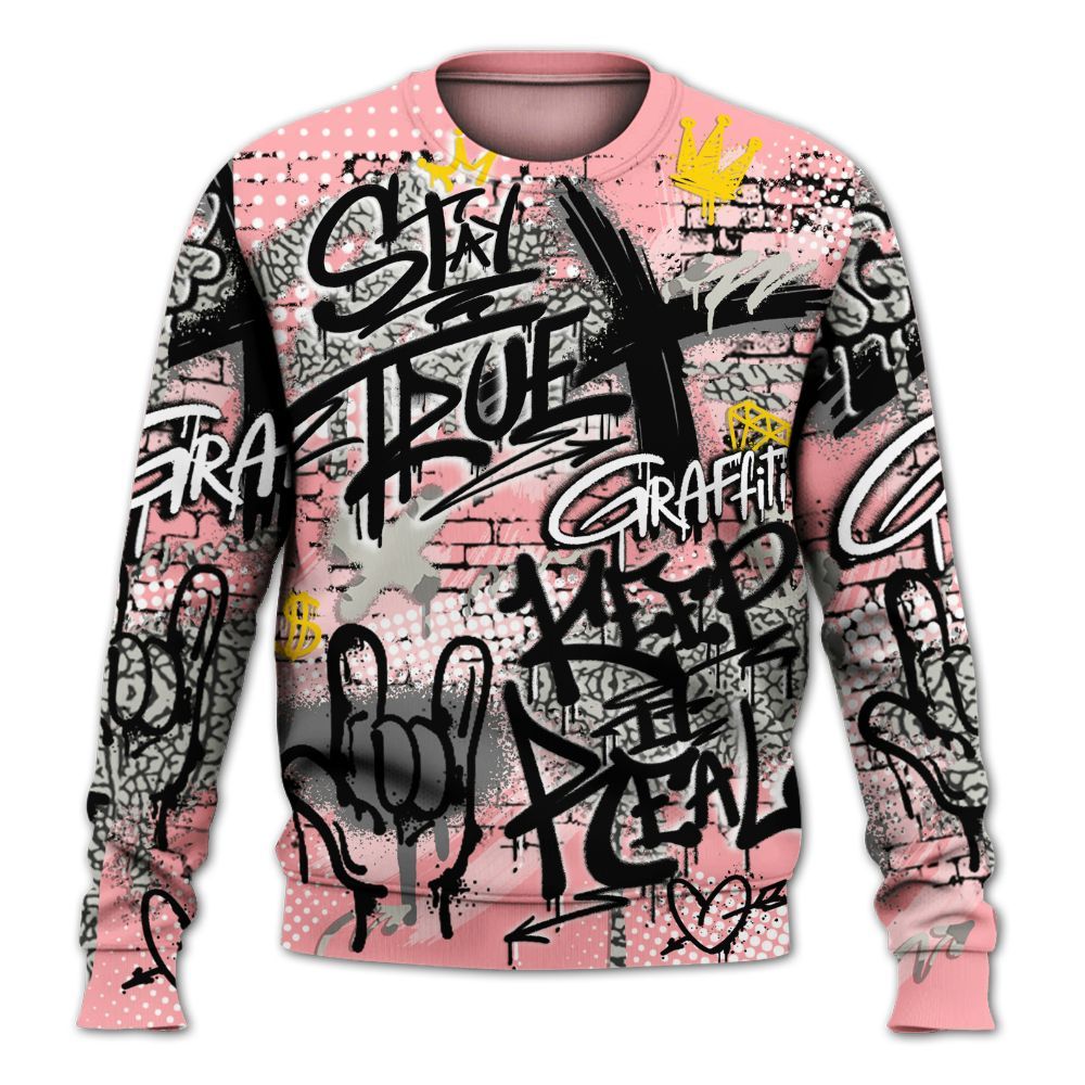 Sweatshirt To Match Retro Wings 3s - True It Real Graffiti Streetwear All Over Print