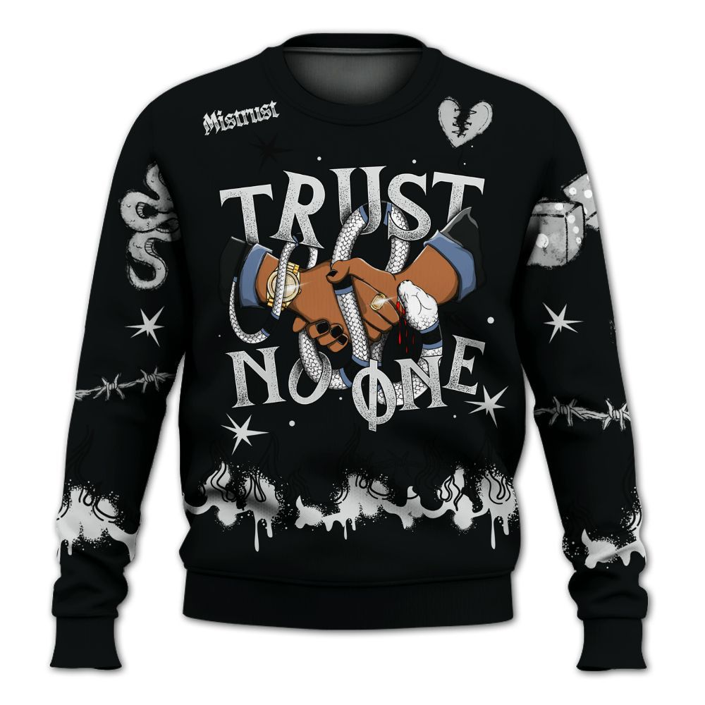 Sweatshirt To Match Mid Space Jam 1s - Trust No One Snake-Bite Doodle Crayon All Over Print