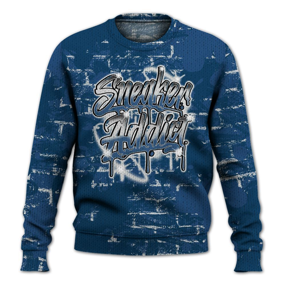 Knitted Sweater To Match High OG Midnight Navy 1s - Addiction Sneakers Graphic Street Art
