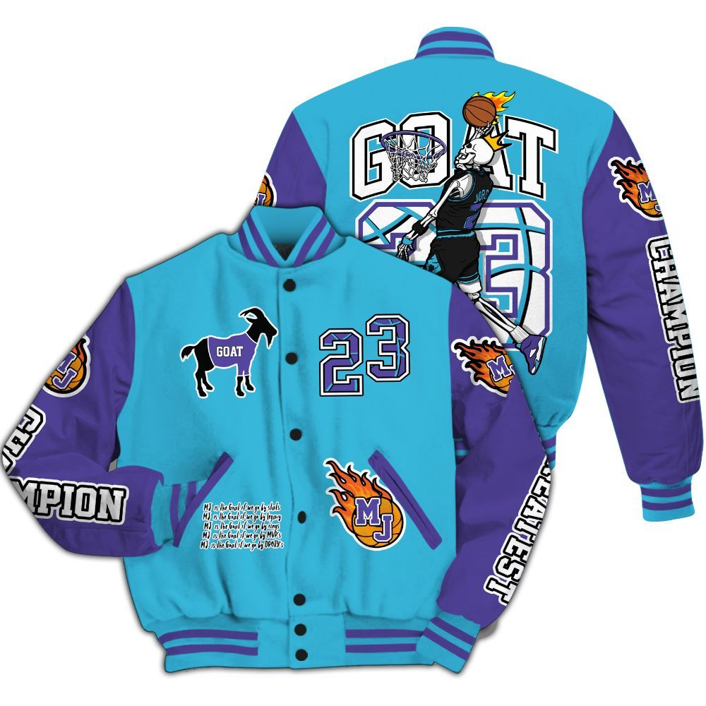 Varsity Jacket To Match Retro Aqua 6s - 23 G.0.A.T Jump Up Basketball All Over Print