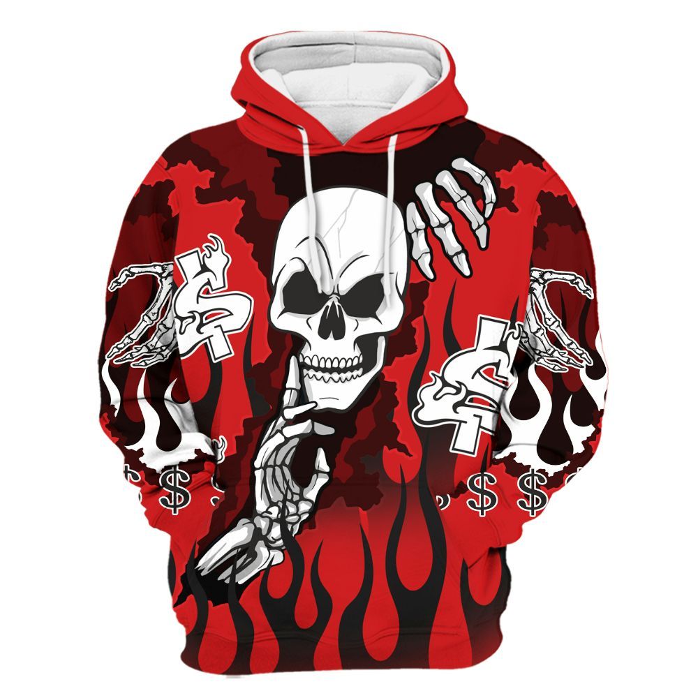 Hoodie To Match Low Bred 11s - Ones Move In Silence Graphic Trapped All Over Print