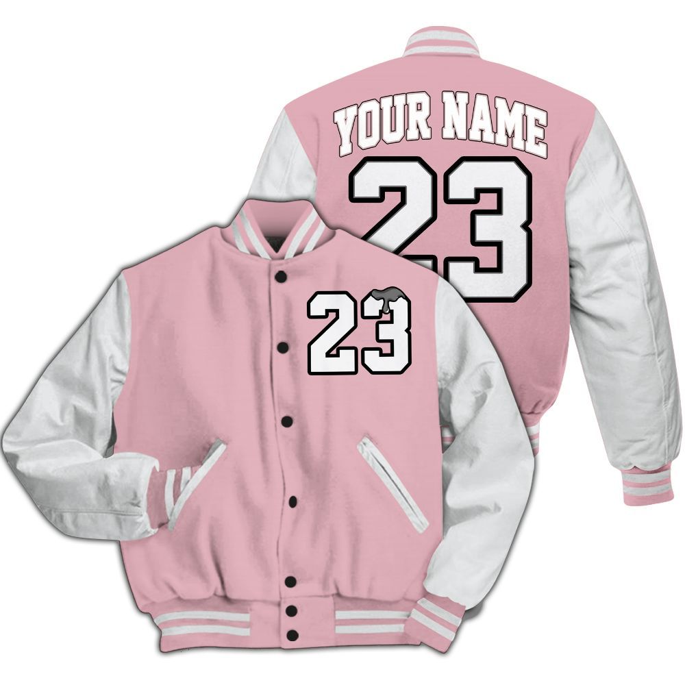 Varsity Jacket To Match Air Max DN Pink Foam - Custom Name Number 23 Drip All Over Print