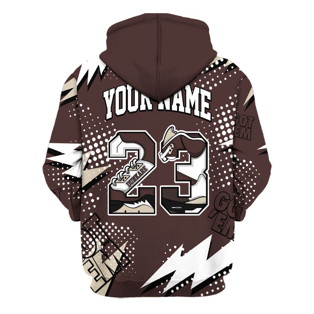 Hoodie To Match Burgundy Crush 3s - Custom Name Number 23 5s All Over Print