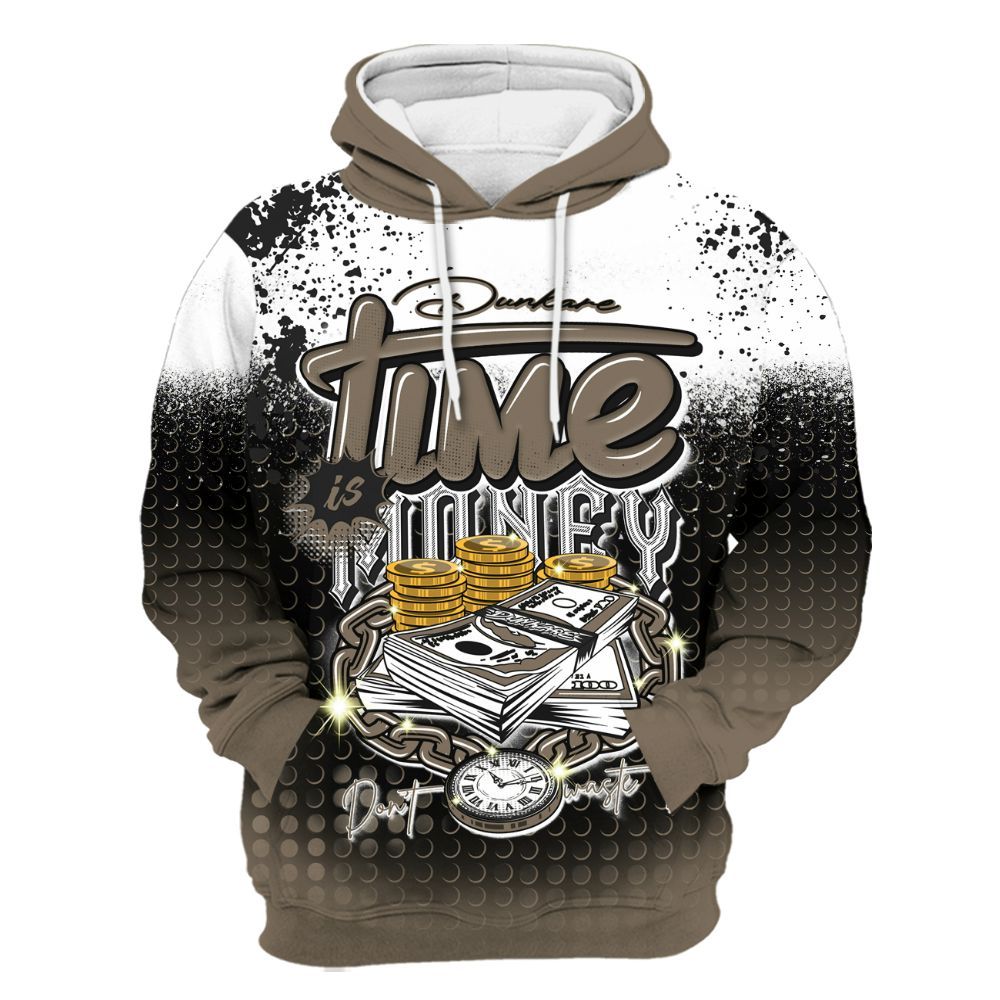 Hoodie To Match Low OG Dark Mocha 1s - Halftone Time Is Money All Over Print