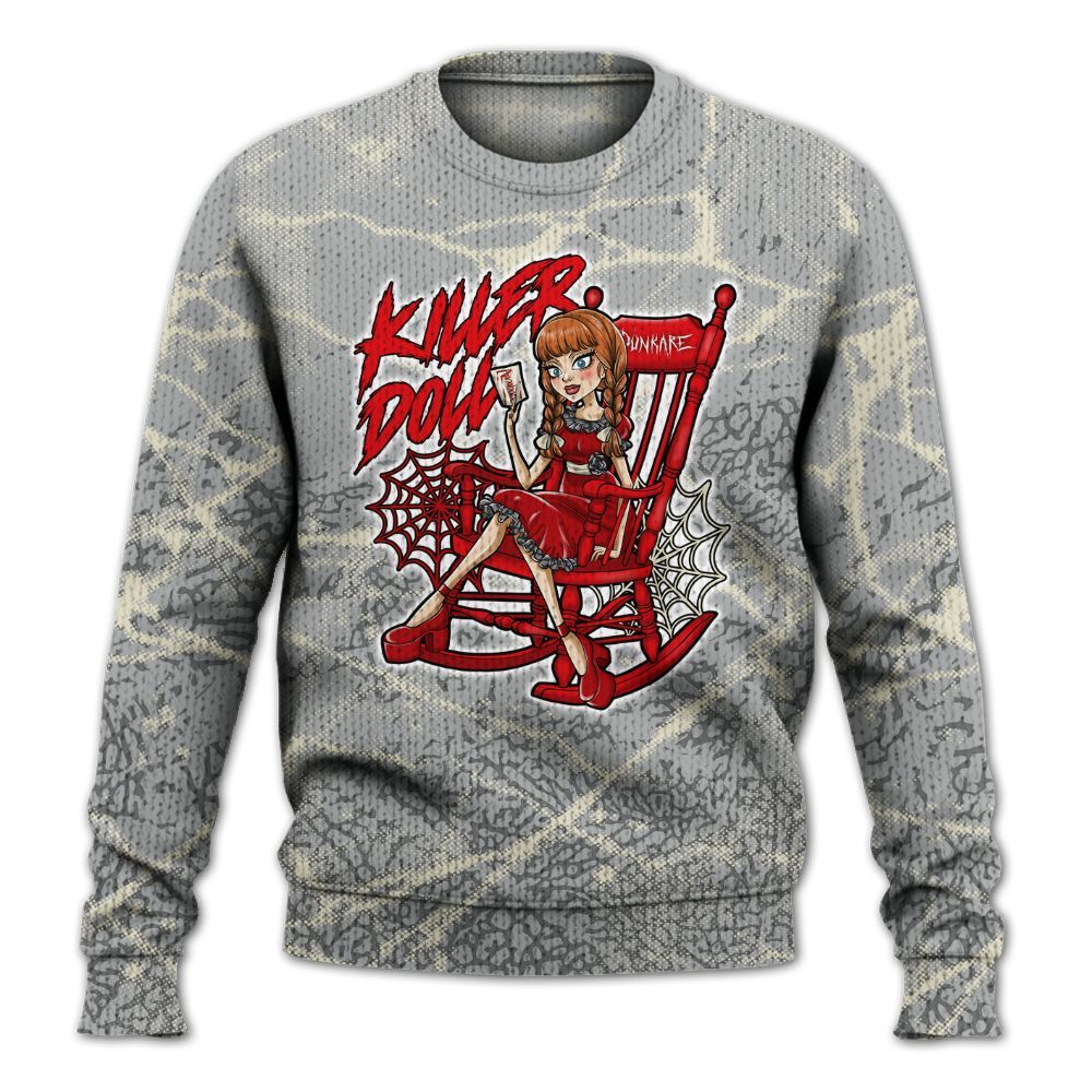 Knitted Sweater To Match Cement Grey 3s - Killer Doll-A Halloween Profound