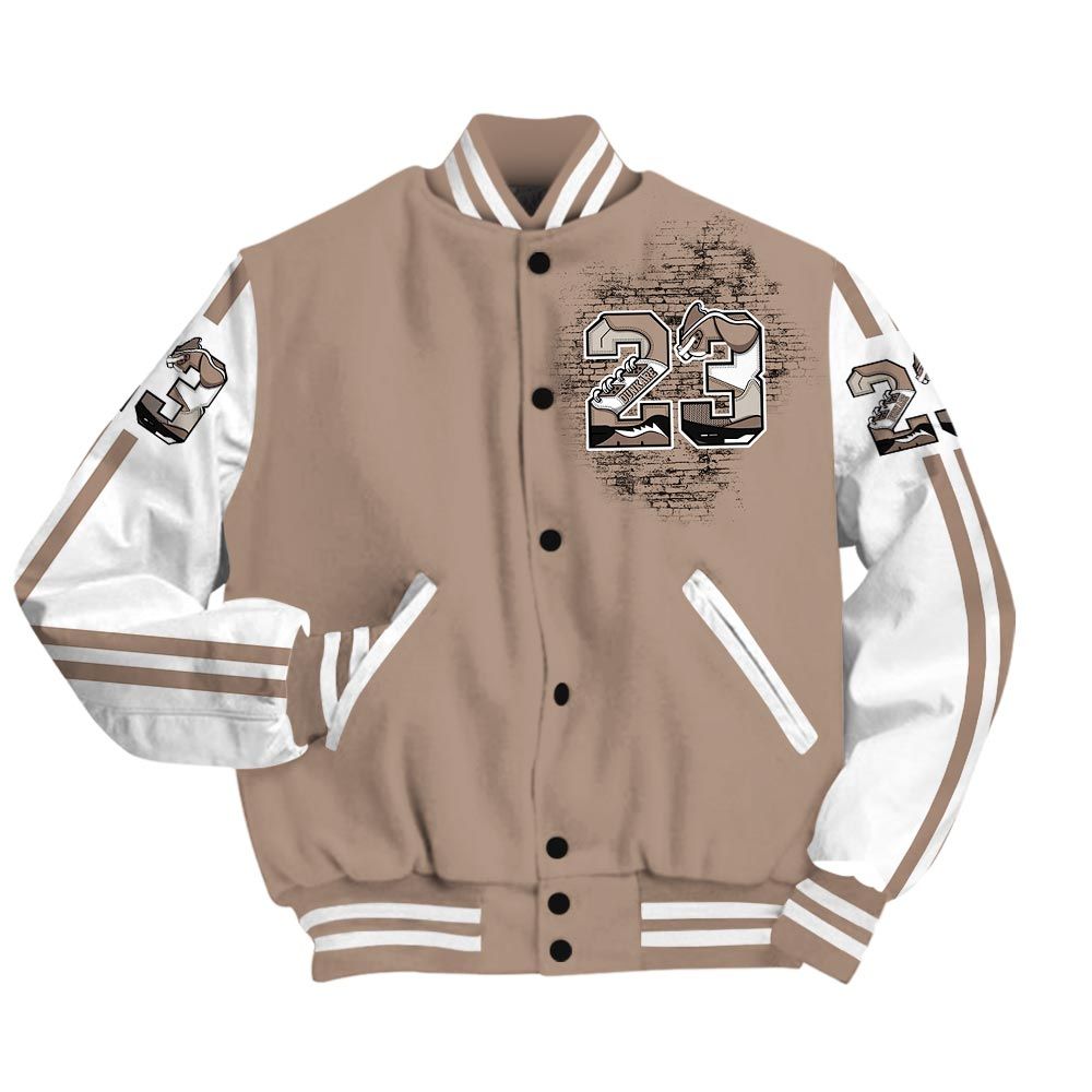 Varsity Jacket To Match OG Latte 1s - Custom Name Number 23 5s Varsity Jacket Outfit OG Latte 1s 1305 HDT