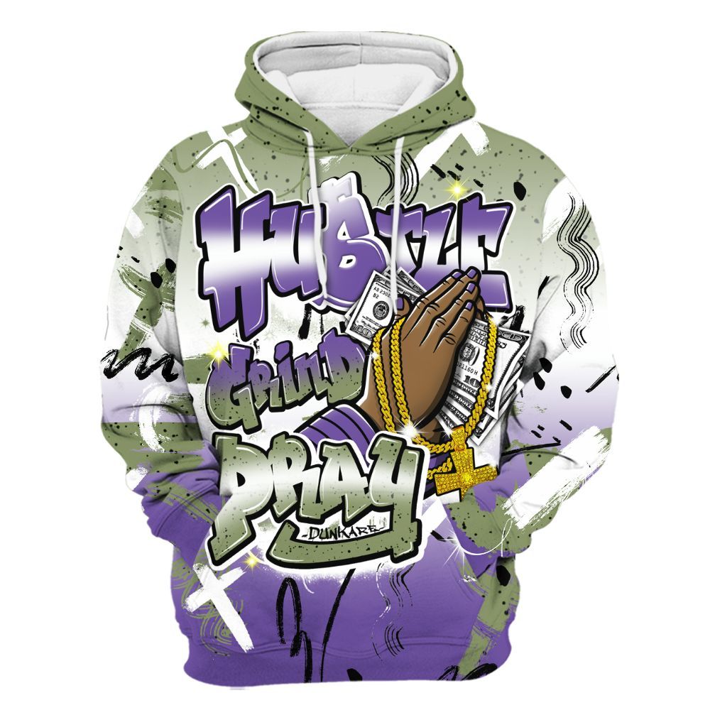 Hoodie To Match Canyon Purple 4s - Money Hustle Grind Pray All Over Print
