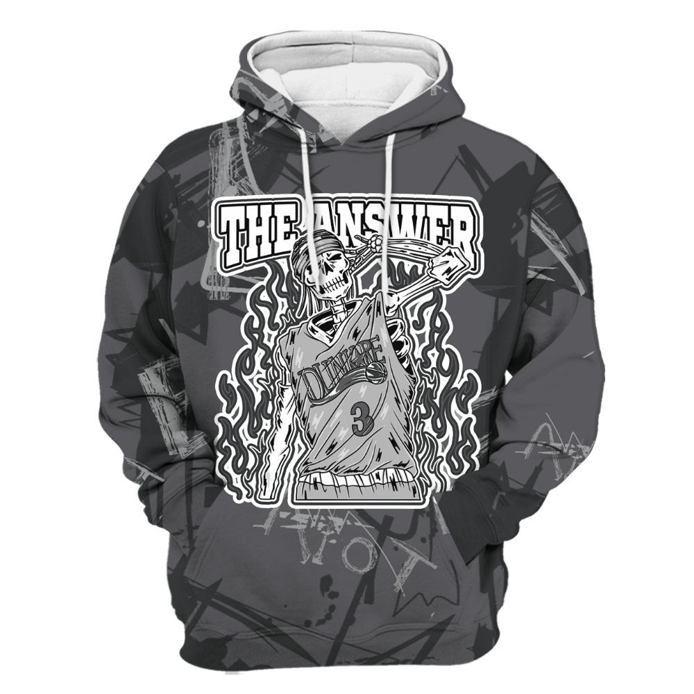 Hoodie To Match White Thunder 4s - Allen Answer Skeleton Messyz All Over Print