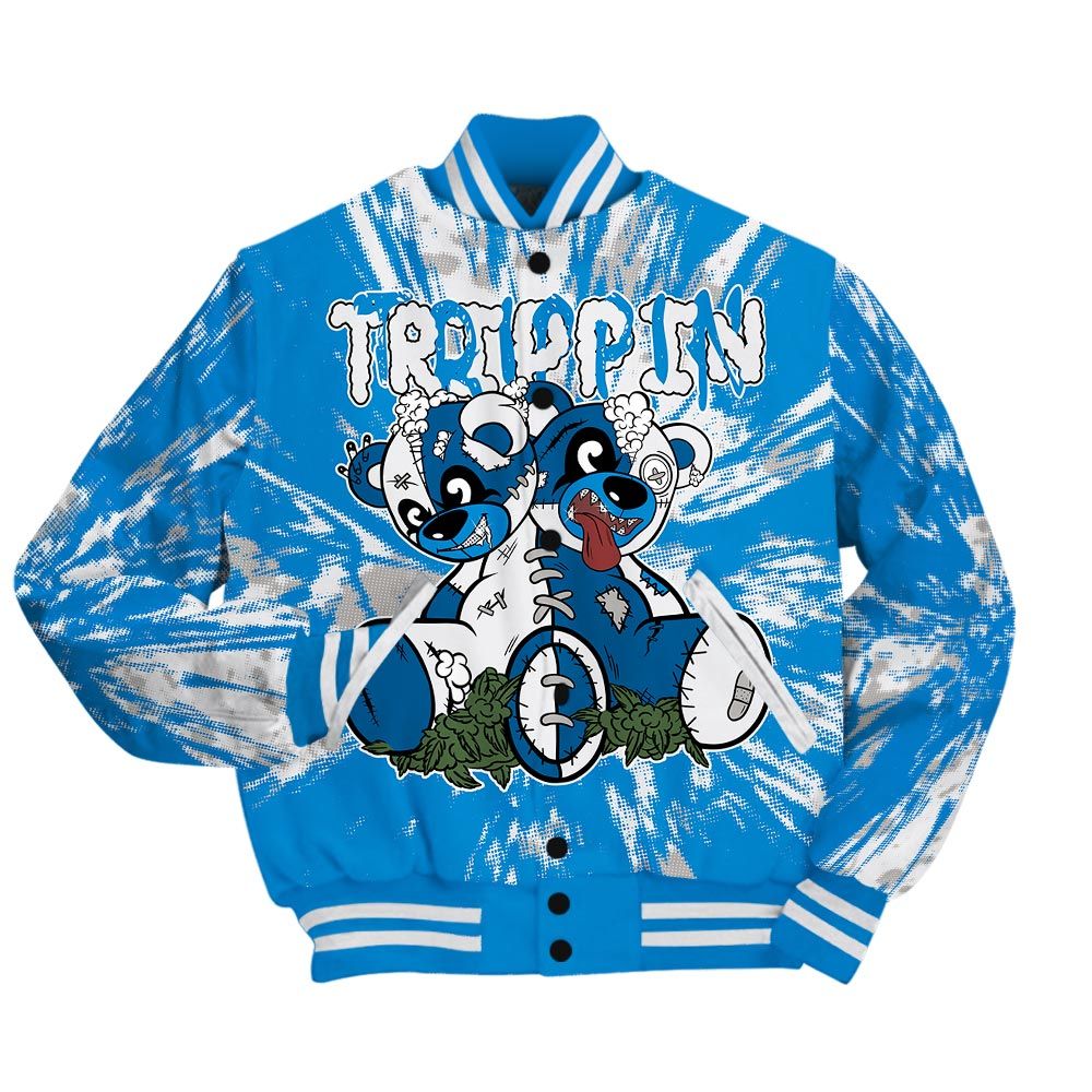 Varsity Jacket To Match Industrial Blue 4s - Trippin Bear Luxury Varsity Jacket Unisex